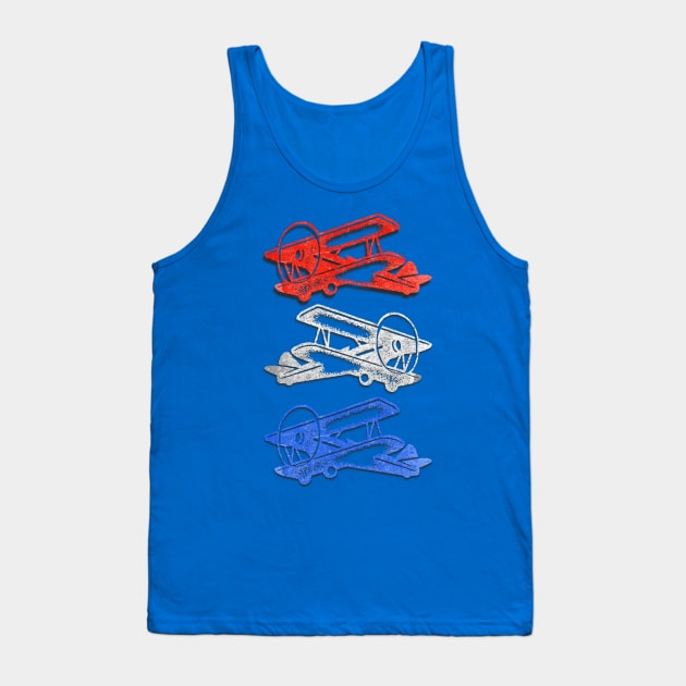 Up in the Air Patriotic Prop Engine Planes Tank Top by Contentarama